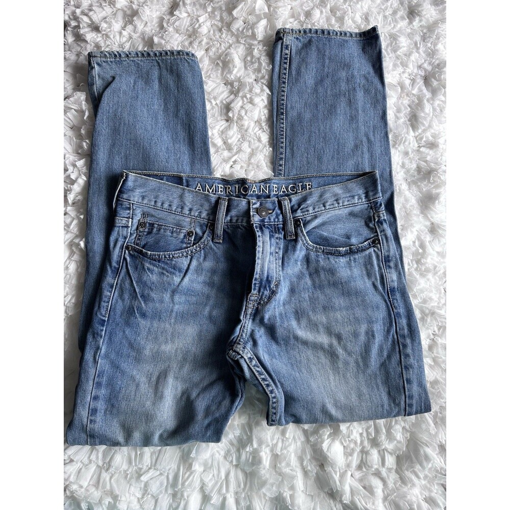 American Eagle Men’s Straight Slim Jeans Light Wash Denim 2010 Y2K Style